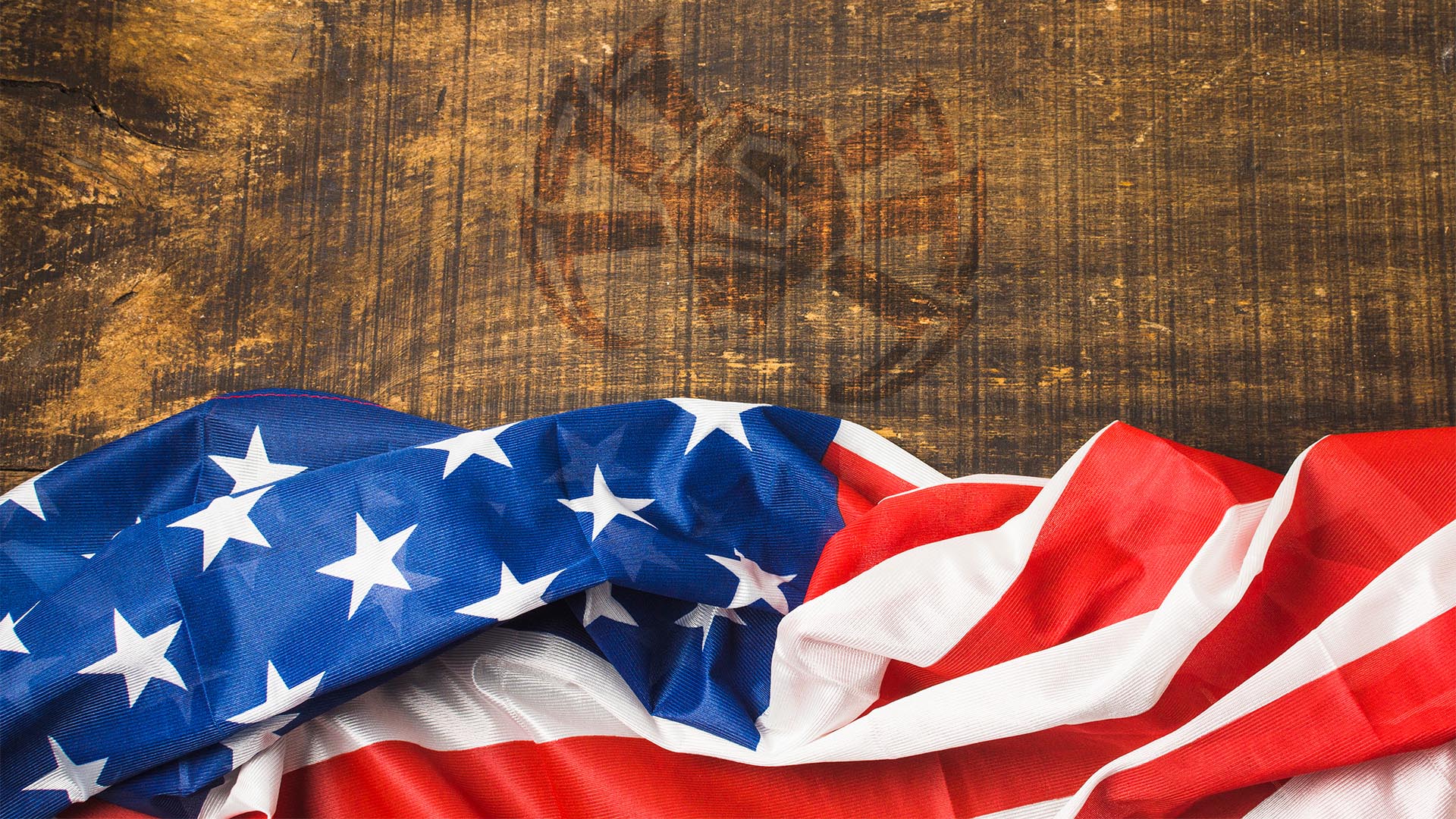 Flag over wood