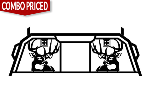 Combo priced White Tail Deer Headache Rack with LED lights, grab handles and lumber stops
