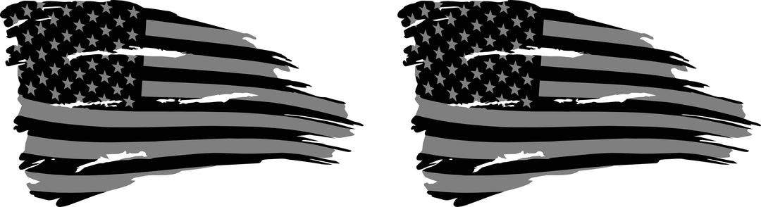 Custom CNC - Tattered Flag (Blk,Gray - Approx "10x17" - Pair)