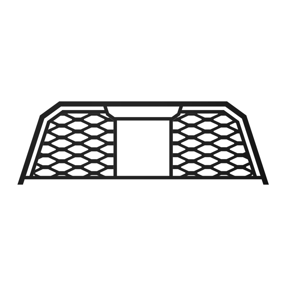 Black Widow 'Grate' Pattern Headache Rack - With Window Opening