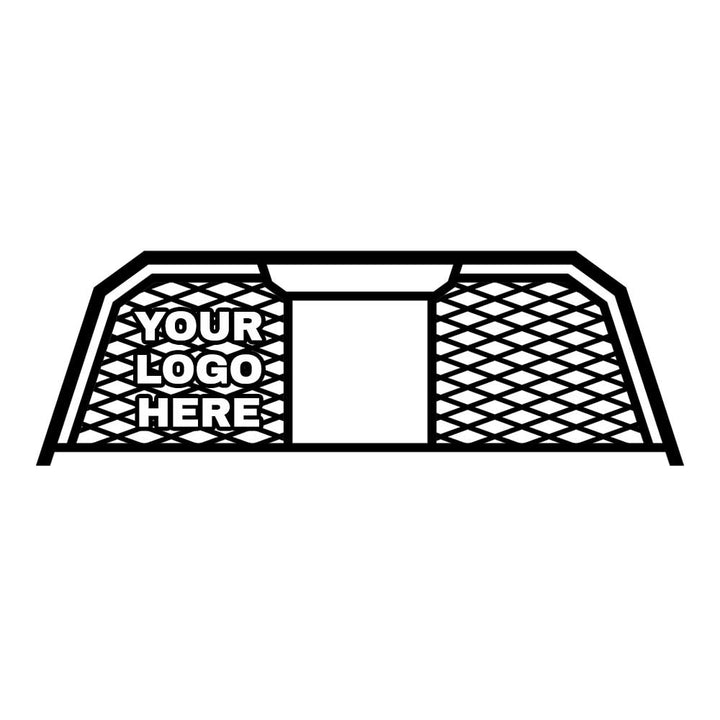 Custom logo headache rack with diamond pattern insert and window opening