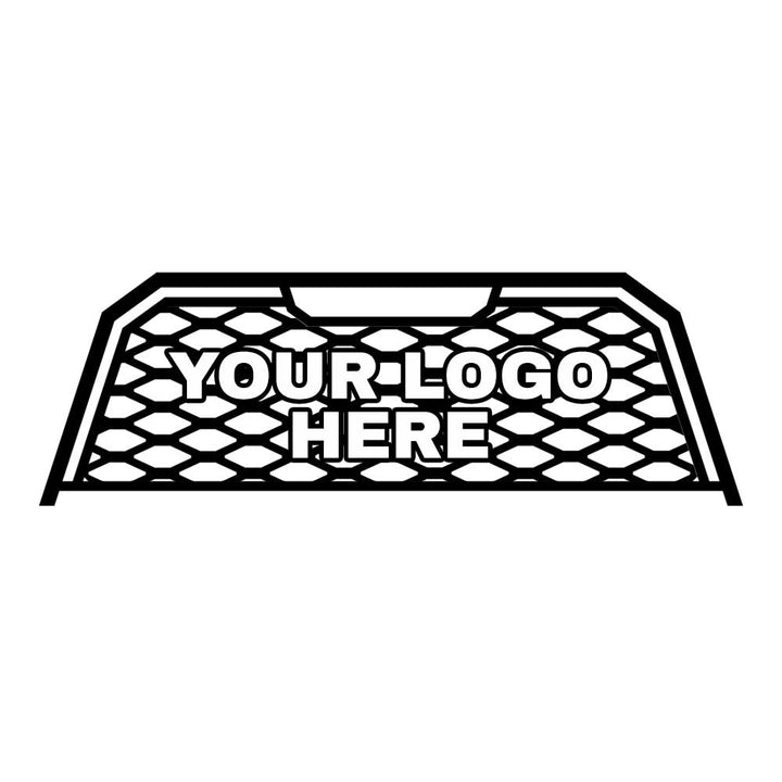 Custom logo headache rack with grate pattern insert 