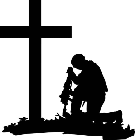 Custom CNC - Kneeling Soldier before Christian Cross (Ea)